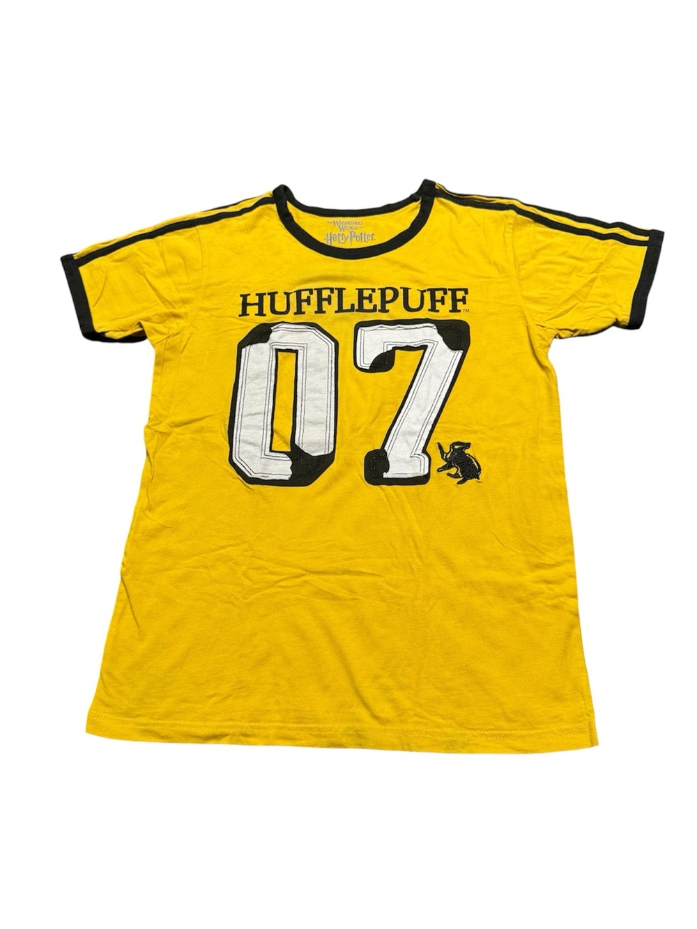Harry Potter Hufflepuff 07 Yellow Graphic Ringer Tee Kids Size M/L